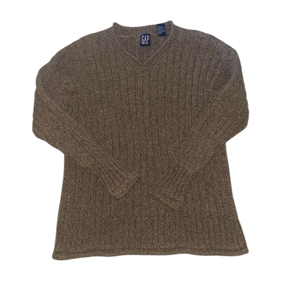 GAP Sweaters - GAP BROWN WOVEN CREWNECK CABLE KNIT COTTON SWEATER